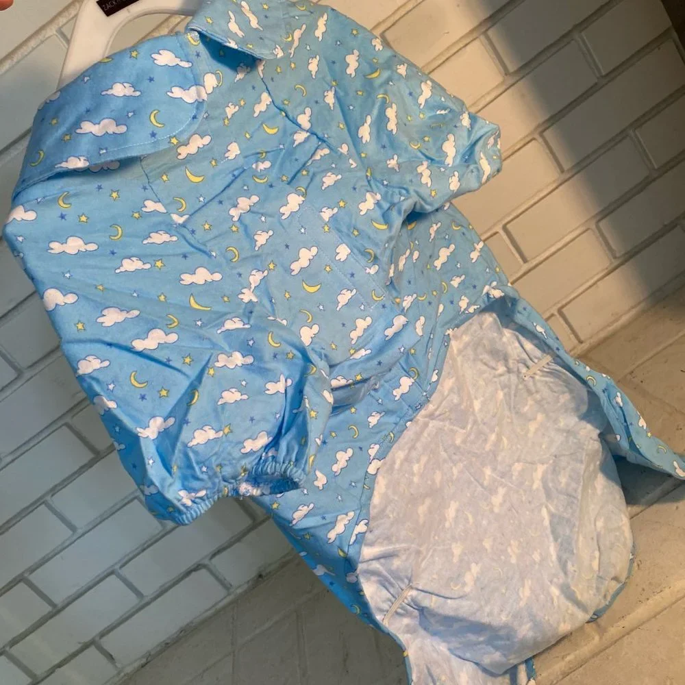 NWT Zack & Zoey Dog Pajamas XL Blue Cloud Moon Print Flannel Pet Jumper